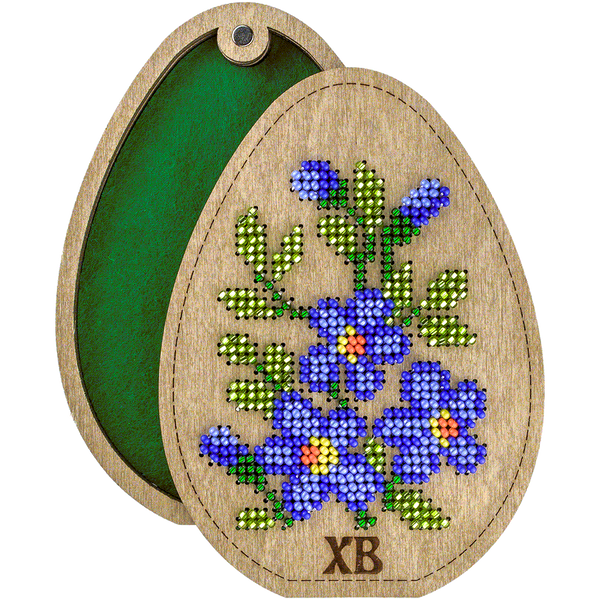 Wooden Bead Embroidery Kit &ndash; &ldquo;Box-Egg&rdquo; (Double-Sided) FLK-418