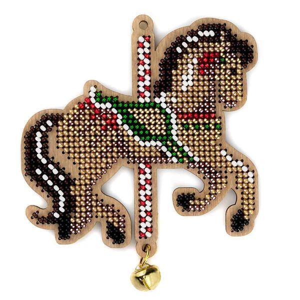Wooden Bead Embroidery Kit &ndash; &ldquo;Christmas Ornament &ndash; Forest Horse&rdquo; FLK-512