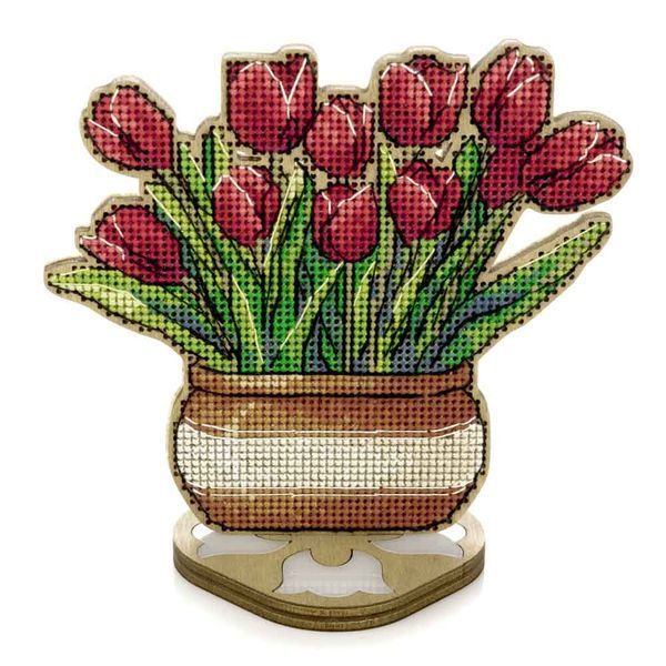 Wooden Cross-Stitch Kit &ndash; &ldquo;Tulips&rdquo; FLW-077