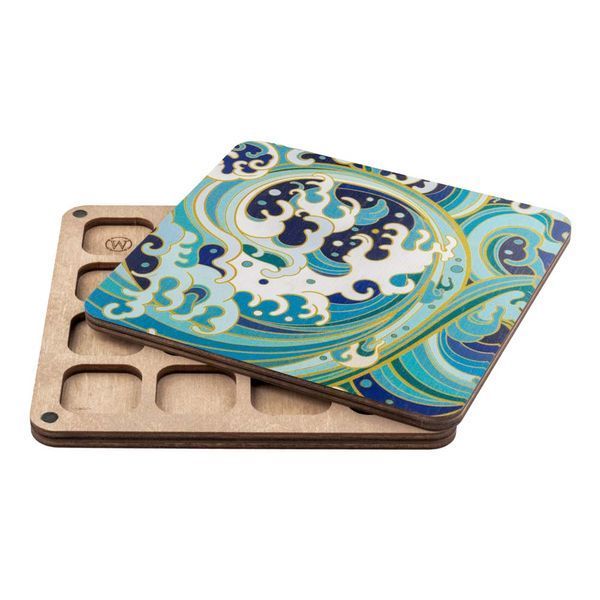 Bead Organizer With Wooden Lid &ndash; &ldquo;Ocean Wave, Square&rdquo; FLZB-242