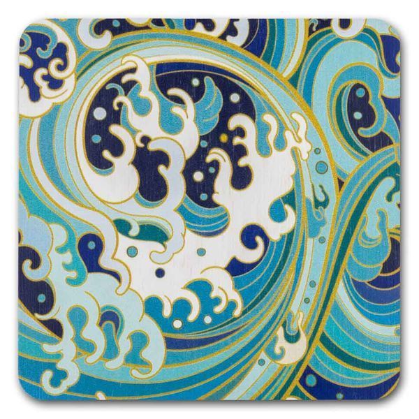 Bead Organizer With Wooden Lid &ndash; &ldquo;Ocean Wave, Square&rdquo; FLZB-242