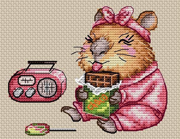 Cross-Stitch Pattern &ndash; "Capybara. Snack time" OBP-003