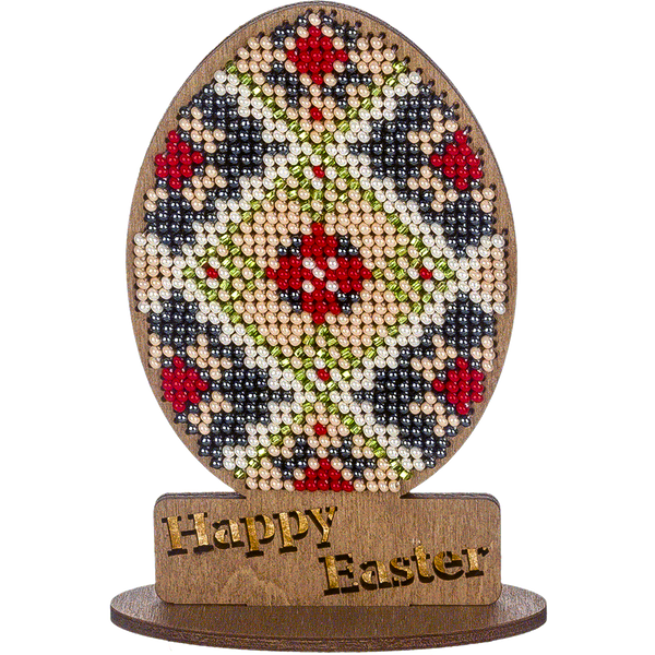 Wooden Bead Embroidery Kit &ndash; &ldquo;Easter Egg &ndash; Happy Easter&rdquo; FLK-338