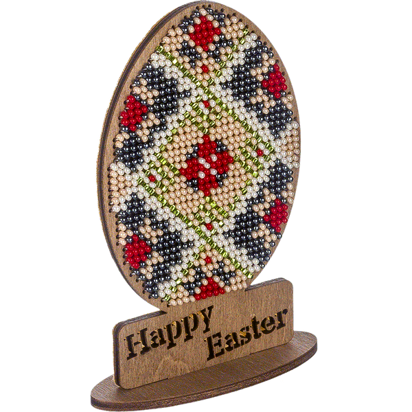 Wooden Bead Embroidery Kit &ndash; &ldquo;Easter Egg &ndash; Happy Easter&rdquo; FLK-338
