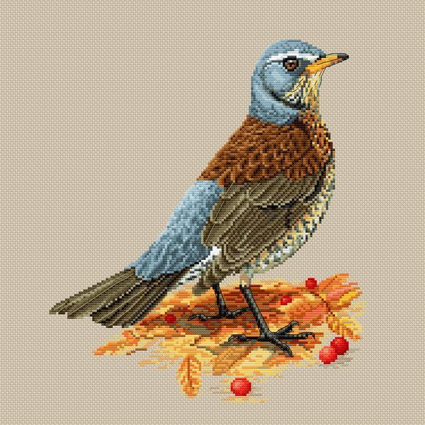 Cross-Stitch Pattern &ndash; "Fieldfare in autumn" WLP-045