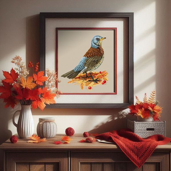 Cross-Stitch Pattern &ndash; "Fieldfare in autumn" WLP-045