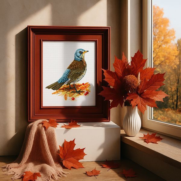 Cross-Stitch Pattern &ndash; "Fieldfare in autumn" WLP-045