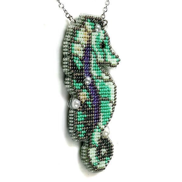 Bead Embroidery Kit (Plastic Base) &ndash; &ldquo;Seahorse&rdquo; (Double-Sided) FLPL-104