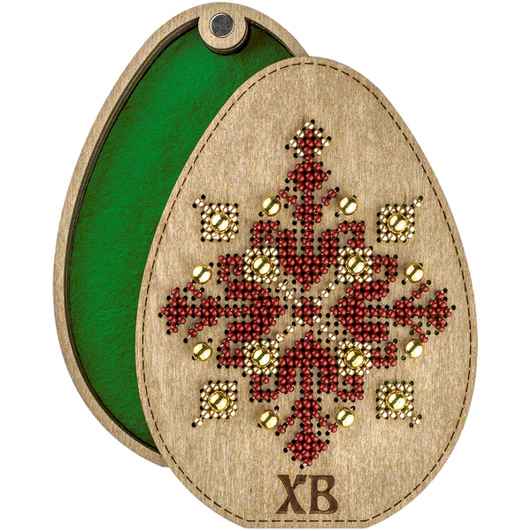 Wooden Bead Embroidery Kit &ndash; &ldquo;Box-Egg&rdquo; (Double-Sided) FLK-419