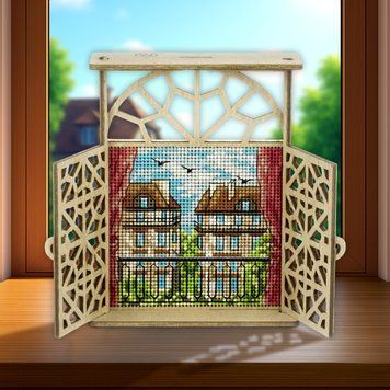 Wooden Cross-Stitch Kit &ndash; &ldquo;Balcony in Paris&rdquo; FLW-078