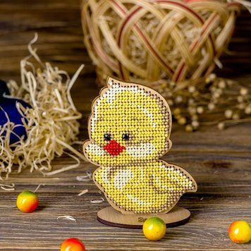 Wooden Bead Embroidery Kit &ndash; &ldquo;Chick&rdquo; FLK-188