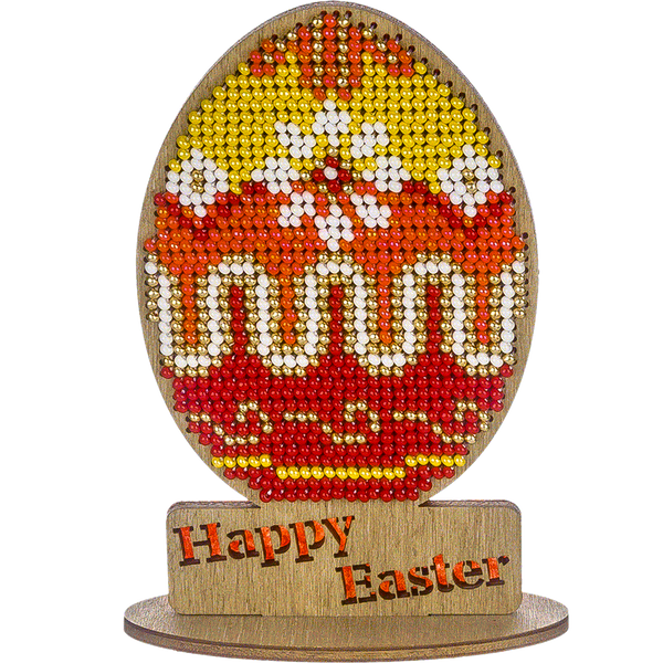 Wooden Bead Embroidery Kit &ndash; &ldquo;Easter Egg &ndash; Happy Easter&rdquo; FLK-339