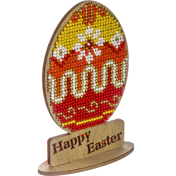 Wooden Bead Embroidery Kit &ndash; &ldquo;Easter Egg &ndash; Happy Easter&rdquo; FLK-339