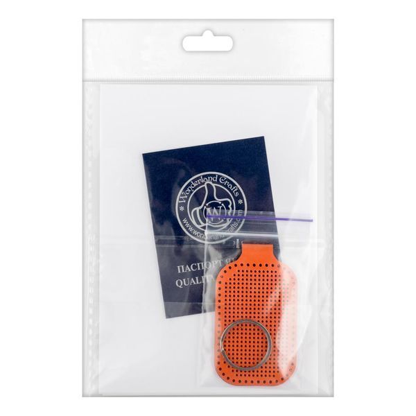 Faux Leather Embroidery Blank &ndash; &ldquo;Keychain&rdquo; FLBE(BB)-072 Orange