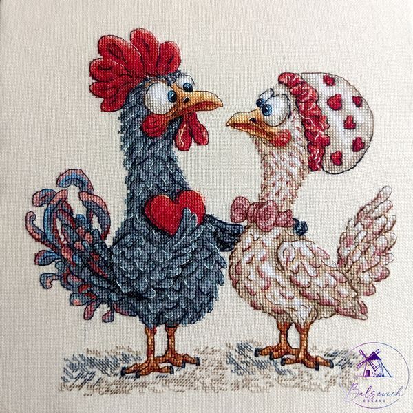 Cross-Stitch Pattern &ndash; "In love Rooster" OBP-005
