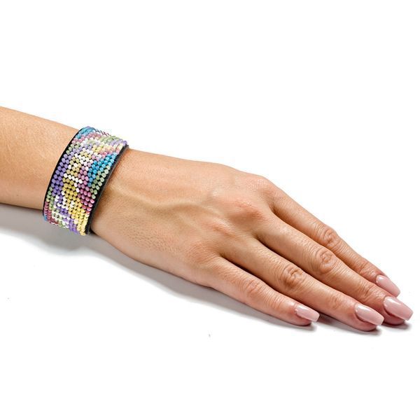 Faux Leather Bead Embroidery Kit &ndash; &ldquo;Bracelet&rdquo; (3 &times; 17 cm) FLBB-106 Black