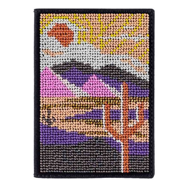 Faux Leather Bead Embroidery Kit &ndash; &ldquo;Passport Cover&rdquo; FLBB-057 Black