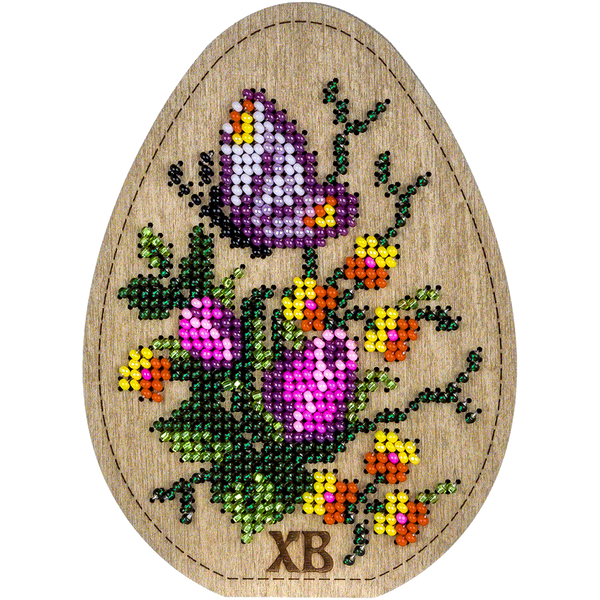 Wooden Bead Embroidery Kit &ndash; &ldquo;Box-Egg&rdquo; (Double-Sided) FLK-420