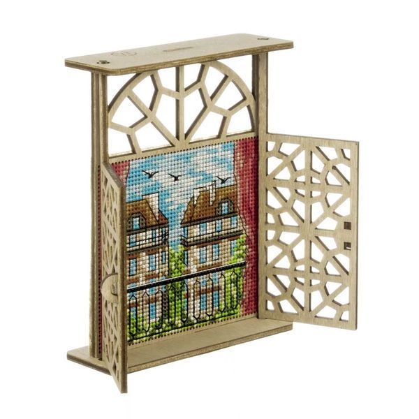 Wooden Cross-Stitch Kit &ndash; &ldquo;Balcony in Paris&rdquo; FLW-078