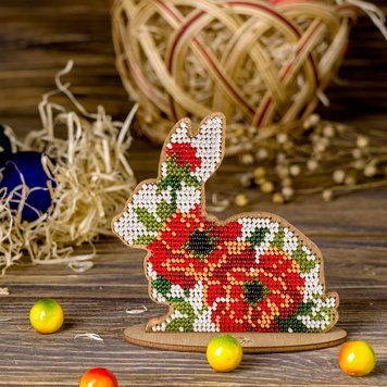 Wooden Bead Embroidery Kit &ndash; &ldquo;Bunny&rdquo; FLK-089