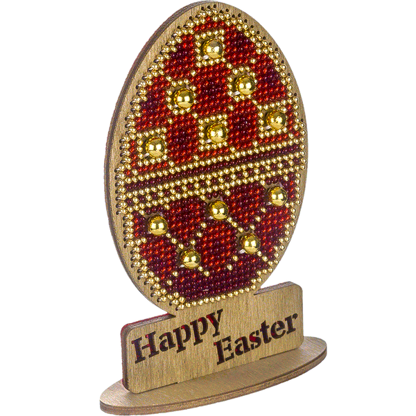 Wooden Bead Embroidery Kit &ndash; &ldquo;Easter Egg &ndash; Happy Easter&rdquo; FLK-340
