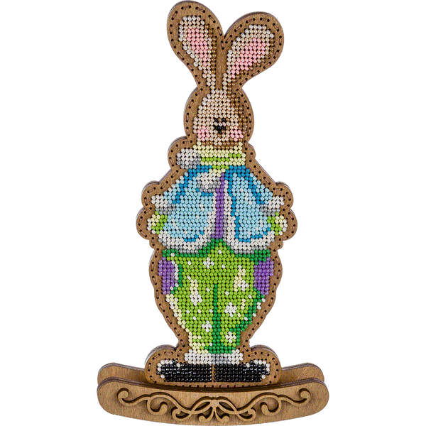 Wooden Bead Embroidery Kit &ndash; Rocking Ornament &ldquo;Springtime Bunny&rdquo; (Double-Sided) FLK-290
