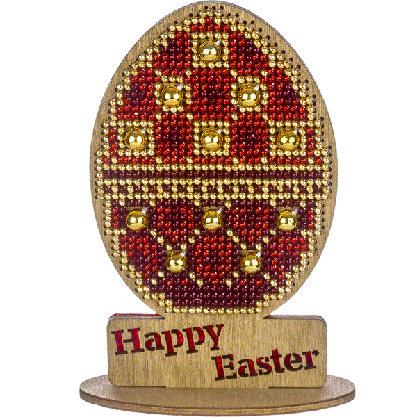 Wooden Bead Embroidery Kit &ndash; &ldquo;Easter Egg &ndash; Happy Easter&rdquo; FLK-340