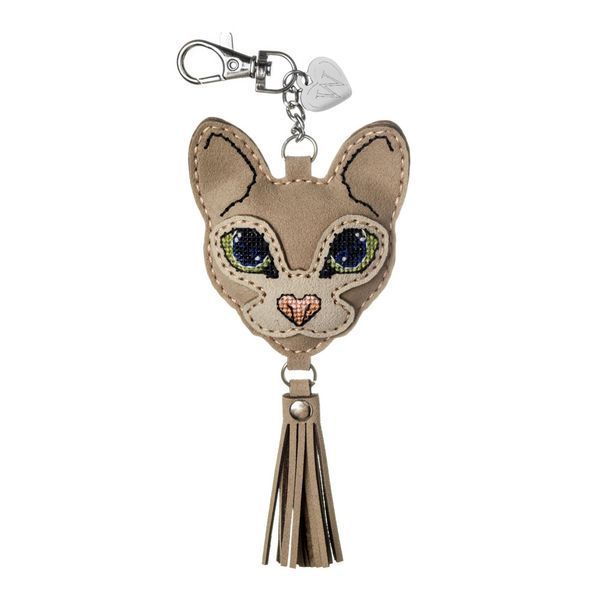 Faux Leather Cross-Stitch Kit &ndash; &ldquo;Bag Charm &ndash; Cute Kitty&rdquo; FLHL-171