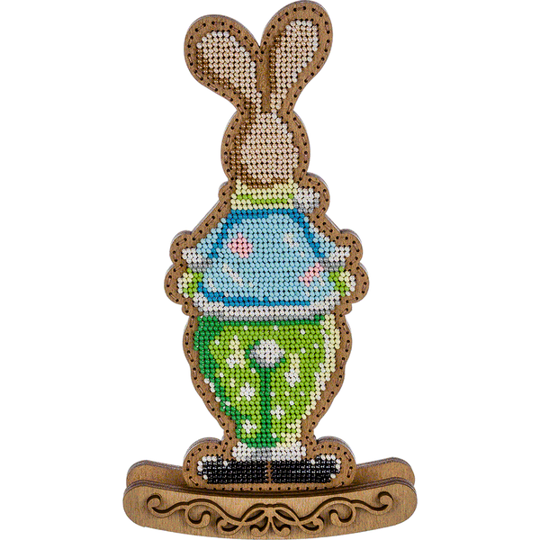 Wooden Bead Embroidery Kit &ndash; Rocking Ornament &ldquo;Springtime Bunny&rdquo; (Double-Sided) FLK-290
