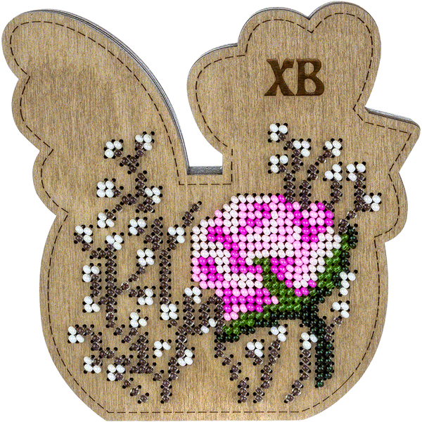 Wooden Bead Embroidery Kit &ndash; &ldquo;Box-Chick&rdquo; (Double-Sided) FLK-421