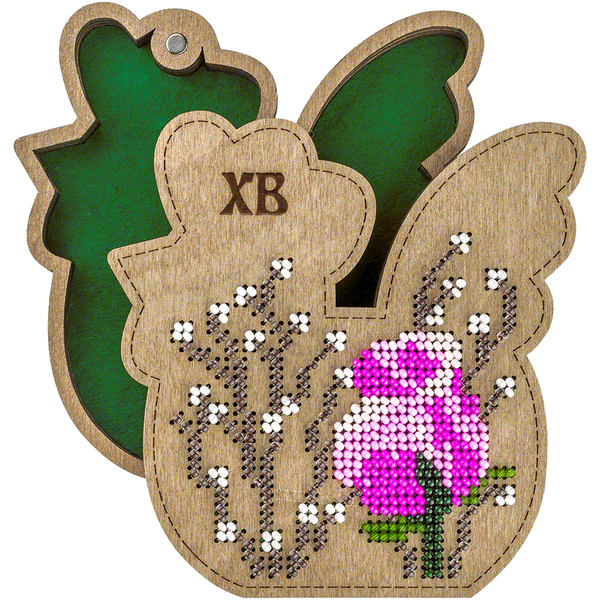 Wooden Bead Embroidery Kit &ndash; &ldquo;Box-Chick&rdquo; (Double-Sided) FLK-421
