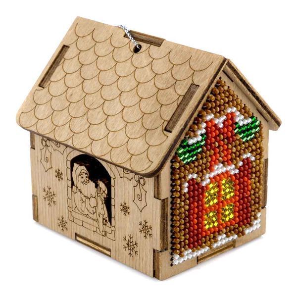 Wooden Bead Embroidery Kit &ndash; &ldquo;Festive House&rdquo; FLK-556