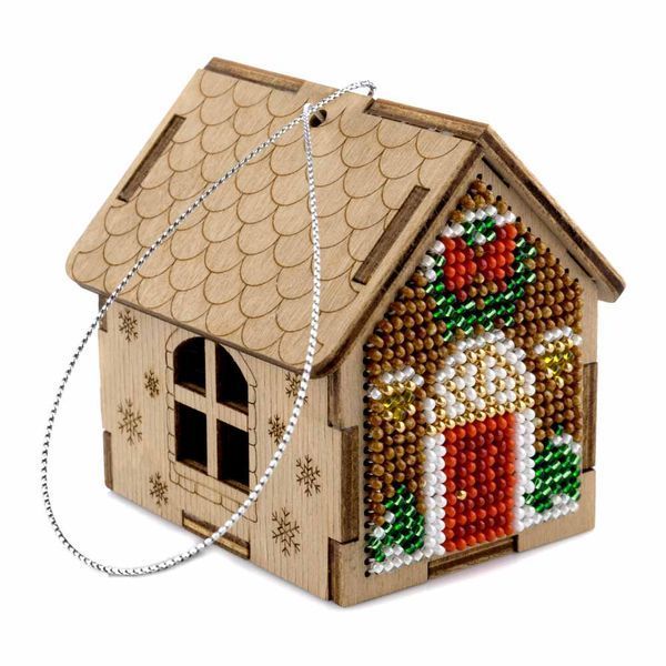 Wooden Bead Embroidery Kit &ndash; &ldquo;Festive House&rdquo; FLK-556