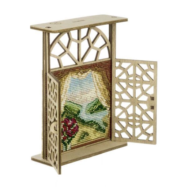 Wooden Cross-Stitch Kit &ndash; &ldquo;Quiet Beyond the Curtains&rdquo; FLW-079