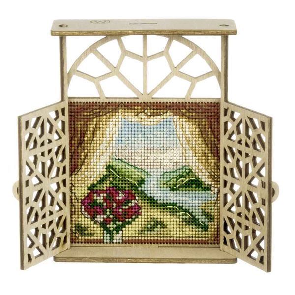 Wooden Cross-Stitch Kit &ndash; &ldquo;Quiet Beyond the Curtains&rdquo; FLW-079